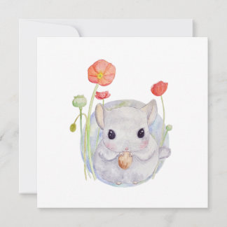 Carte Aquarelle mignonne Bébé Chinchilla anniversaire