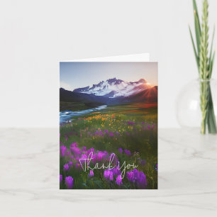 Carte Aquarelle montagne et fleurs personnalisable
