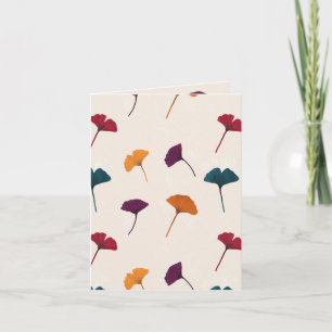 Carte Aquarelle Motif Ginkgo Leaf Automne Couleurs d'aut