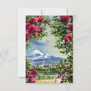 Carte Aquarelle Mt Hoot et roses personnalisables