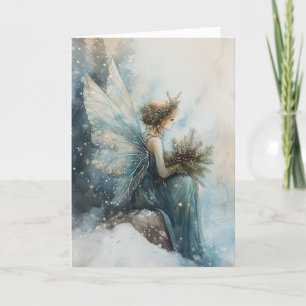 Carte Aquarelle Noël Aqua Fairy in Snowfield
