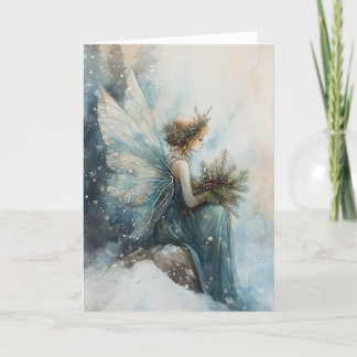 Carte Aquarelle Noël Aqua Fairy in Snowfield