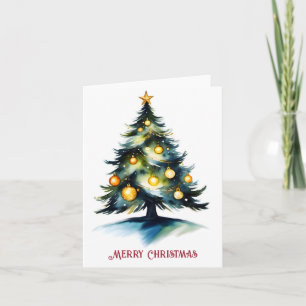 Carte aquarelle noël arbre accueil
