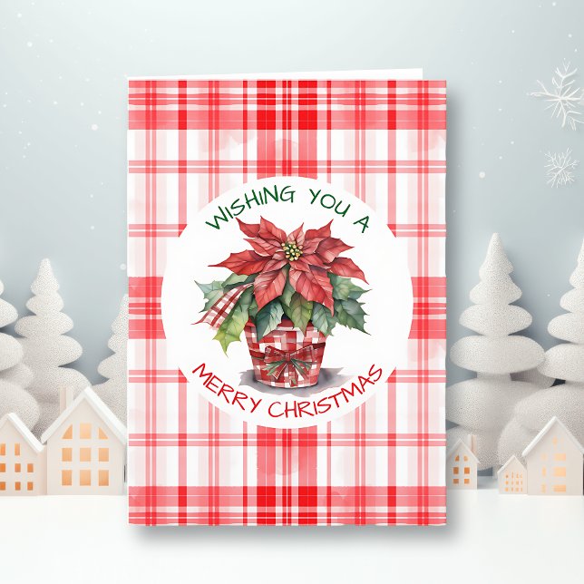 Carte Aquarelle Noël Poinsettia Personnalisé (Créateur téléchargé)
