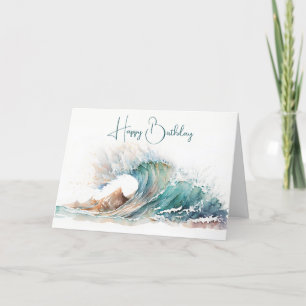 Carte Aquarelle Ocean Wave Anniversaire