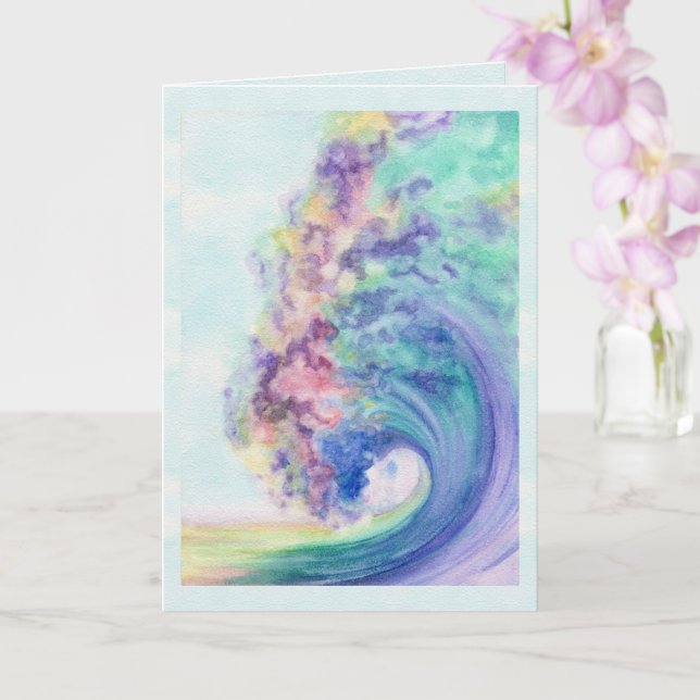 Carte Aquarelle Ocean Wave - Anniversaire de texte perso (Orchidée)