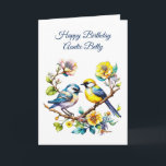 Carte Aquarelle Oiseaux et fleurs Anniversaire de la tan<br><div class="desc">Jolie carte d'anniversaire personnalisée de la tante avec des oiseaux aquarelles et des fleurs.</div>