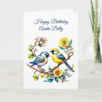 Aquarelle Oiseaux et fleurs Anniversaire de la tan
