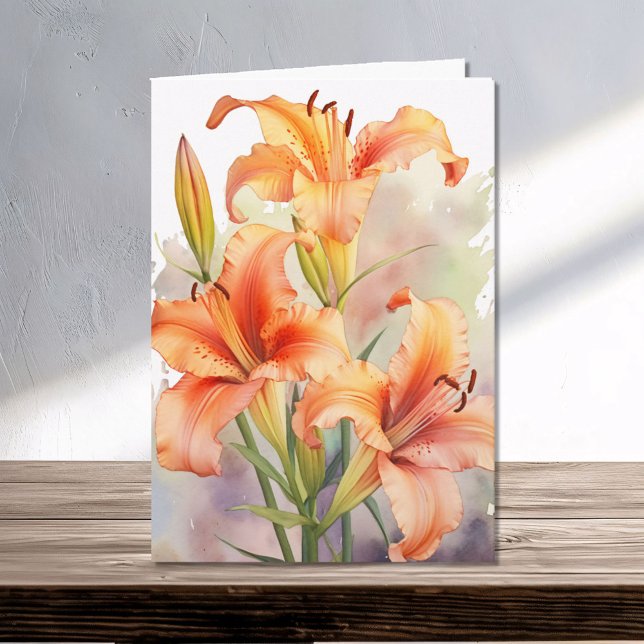 Carte Aquarelle Orange Printemps Jours (Créateur téléchargé)