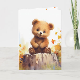 Carte Aquarelle Ours D'Automne Sur Un Arbre