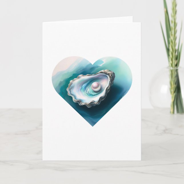 Carte Aquarelle Oyster Shell Iridescente Pearl Blank (Devant)