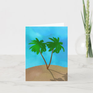 Carte Aquarelle Palm Tree Beach Scene Collage