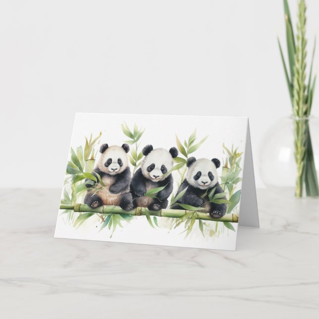 Carte Aquarelle Panda Ours Anniversaire (Devant)