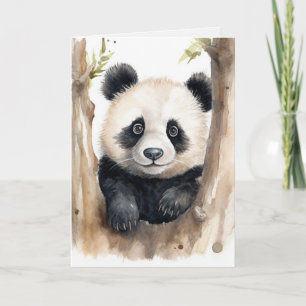 Carte Aquarelle Panda Ours Anniversaire