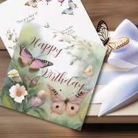 Aquarelle Papillon de printemps et fleurs Annivers