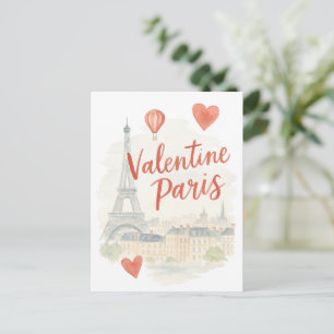 Carte aquarelle Paris Valentine - Tour Eiffel