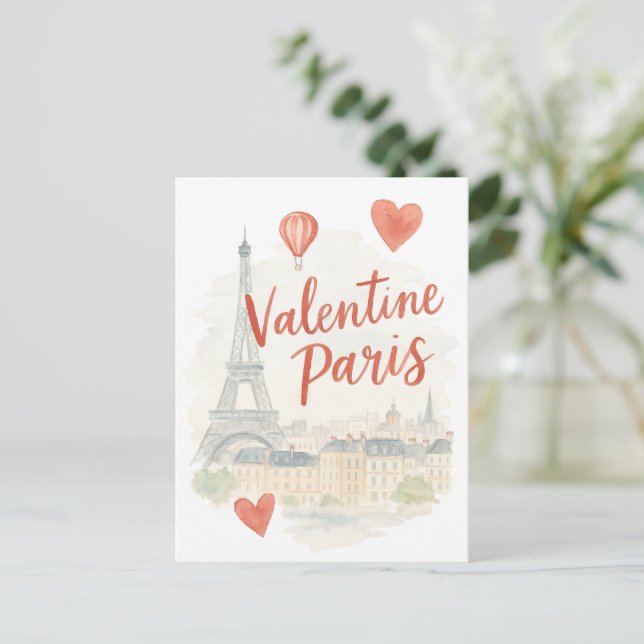 Carte aquarelle Paris Valentine – Tour Eiffel (Debout devant)
