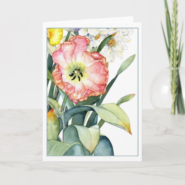 Carte Aquarelle Parrot Tulip 5x7 (Devant)