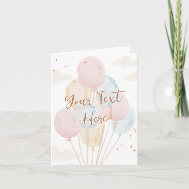 Carte Aquarelle pastel des ballons (Devant)