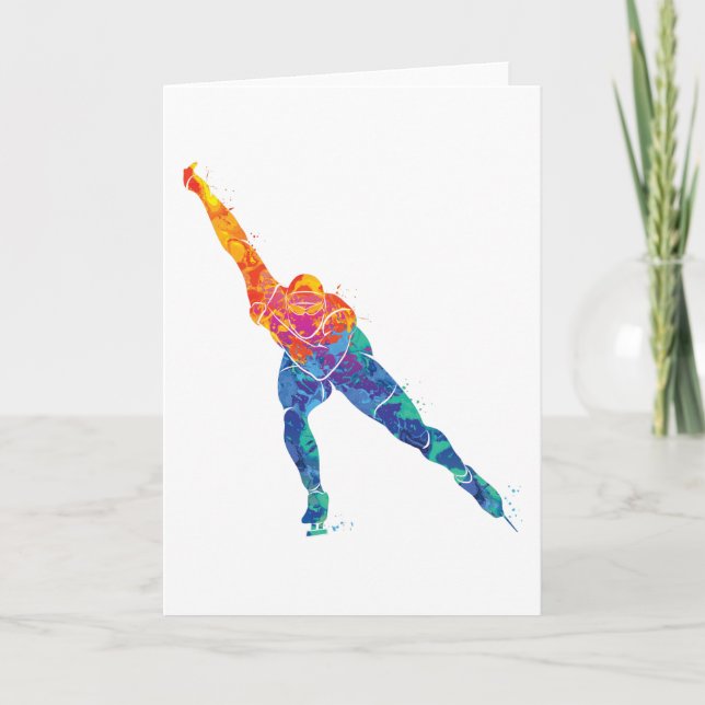 Carte Aquarelle Patinage sur glace (Devant)