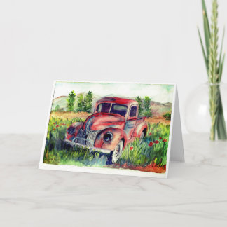 Carte aquarelle peinte par un camion de l'OLD Montana