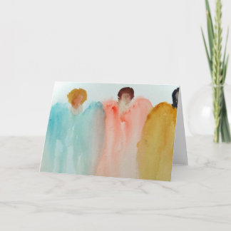 Carte Aquarelle Peinture de 3 anges, figures ou femmes