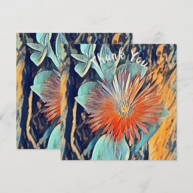 Carte Aquarelle personnalisée Art TableRose Merci (Devant / Derrière)