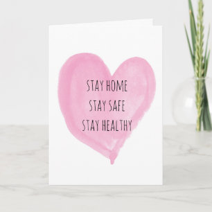 Carte Aquarelle Pink Heart Rester Accueil Rester en sécu