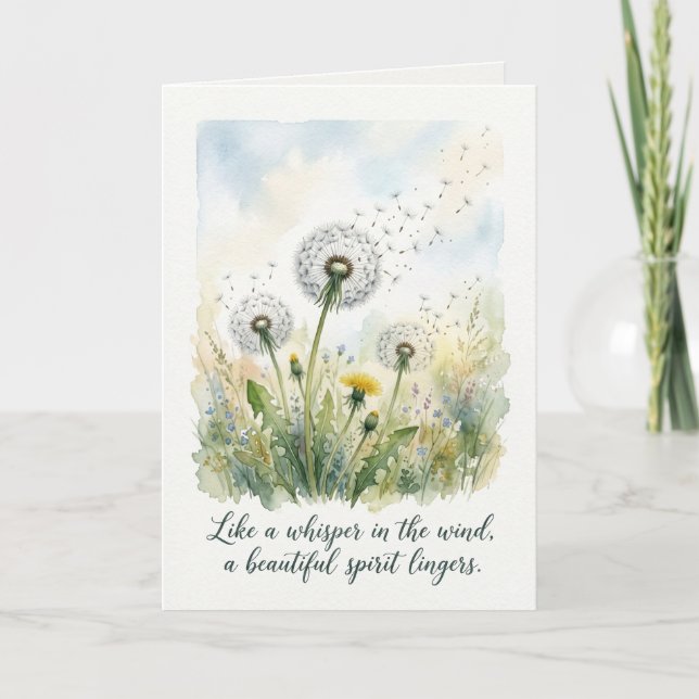 Carte Aquarelle Pissenlit Condoléances Deuil (Devant)