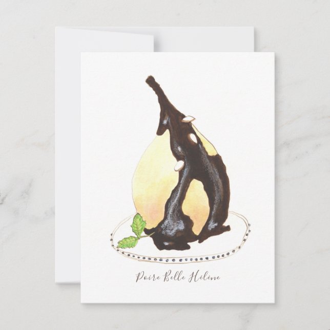 Carte Aquarelle Poire Belle Hélène (Devant)
