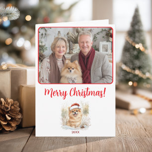 Carte Aquarelle Poméranie Illustration Joyeux Noël