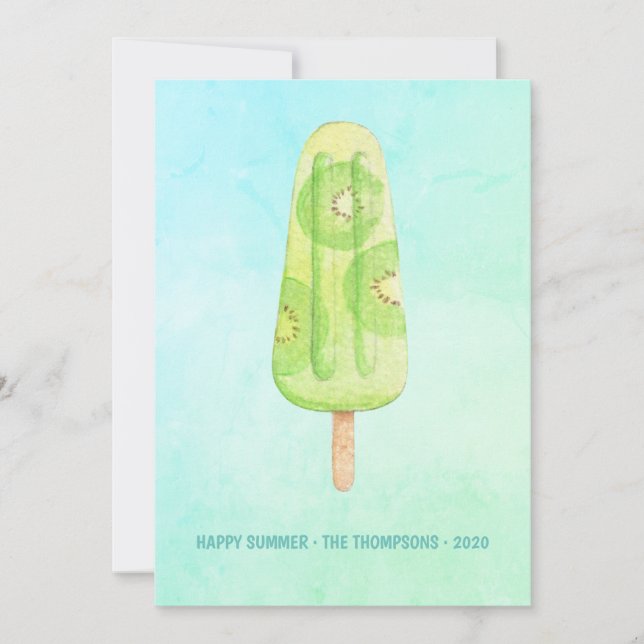 Carte Aquarelle Popsicle été Famille de photos Salutatio (Devant)