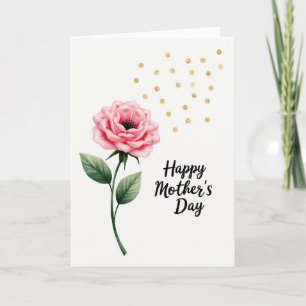 Carte aquarelle pour la fête des mères Rose