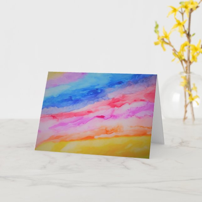 Carte Aquarelle Rainbow personnalisable (Fleur jaune)