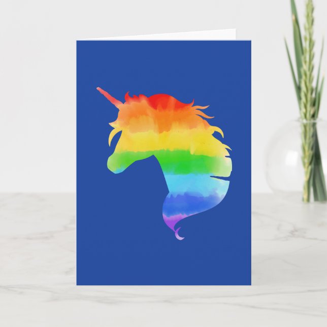 Carte Aquarelle Rainbow Unicorn (Devant)