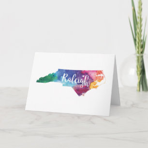 Carte Aquarelle Raleigh, Caroline du Nord