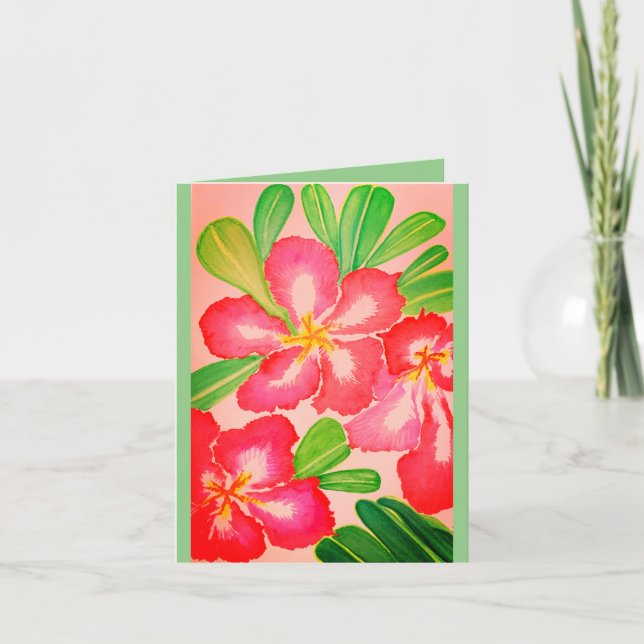 Carte Aquarelle Rose du désert Salutation blanche (Devant)