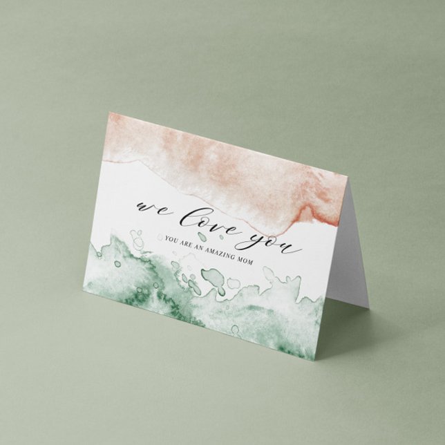 Carte Aquarelle rose et vert Laver Joyeuse fête des mère (Créateur téléchargé)