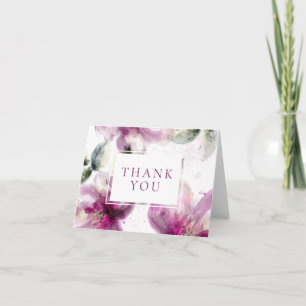 Carte Aquarelle rose Lily Merci Floral