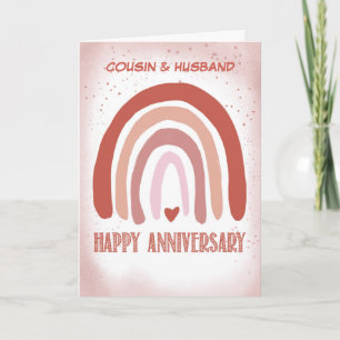 Carte Aquarelle rose pâle Anniversaire Arc-en-ciel