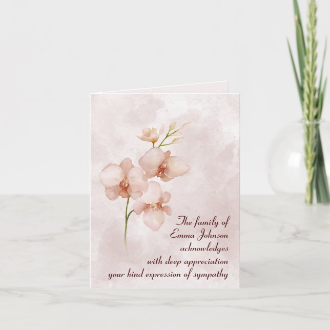 Carte Aquarelle rose Posy Sympathy Merci (Devant)