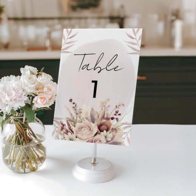 Carte aquarelle rose poudrée florale bohème (Créateur téléchargé)