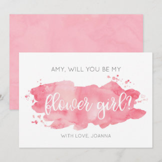 Carte aquarelle rose pour demoiselle d'honneur