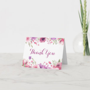 Carte Aquarelle Roses Script Merci