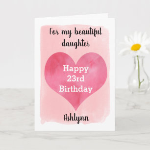 Carte Aquarelle rouge et or 23e anniversaire