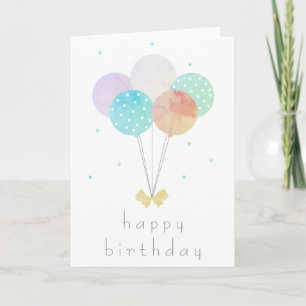 Carte Aquarelle simple Balloons d'anniversaire Pois de p