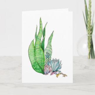 Carte Aquarelle Succulente Végétation Botanique