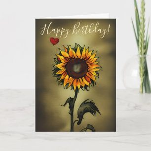 Carte Aquarelle Sunflower Love Fleur Anniversaire