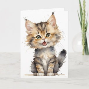 Carte Aquarelle Tabby Kitten