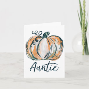 Carte Aquarelle Tante Citrouille Automne Thanksgiving Ha